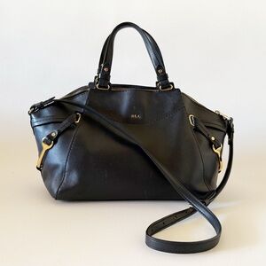 Lauren Ralph Lauren Bag Satchel Leather Handbag Horse Bit Preppy Chic Black